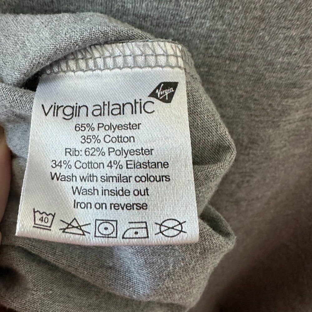 Grey L/XL Virgin Atlantic Long Sleeve Tee Shirt / Loungewear - Picture 6 of 10